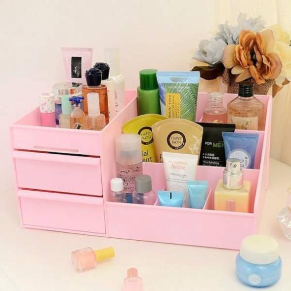 Kệ mỹ phẩm 2 ngăn kéo, nhựa cao cấp