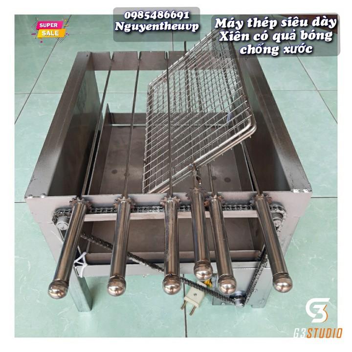 Máy nướng thịt mini lò quay gà vịt mô tơ tự động bếp nướng than hoa (có 2 loại máy thép và máy Inox)