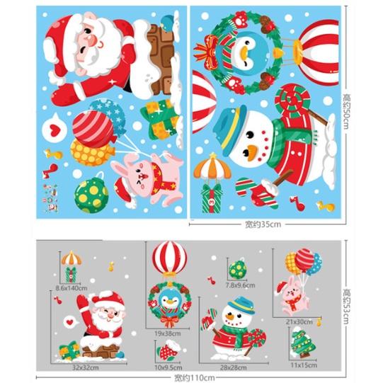 Decal trang trí Noel Hít Tĩnh Điện 2 mặt - NOEL NGHỊCH TUYẾT VÀ KHINH KHÍ CẦU CÁNH CỤT