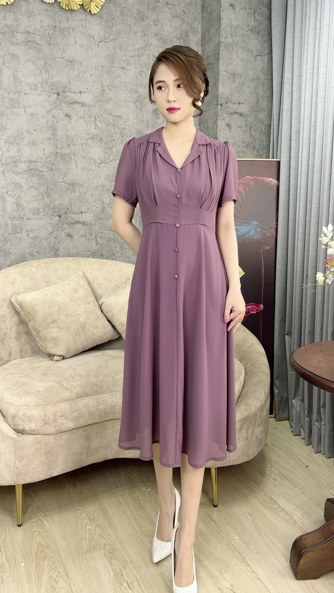 Đầm Quý Bà [ Linh Trà ] (TM 425) Sang Chảnh Siêu Xinh Trang Nhã Thanh Lịch Đi Làm Đi Tiệc Đi Chơi