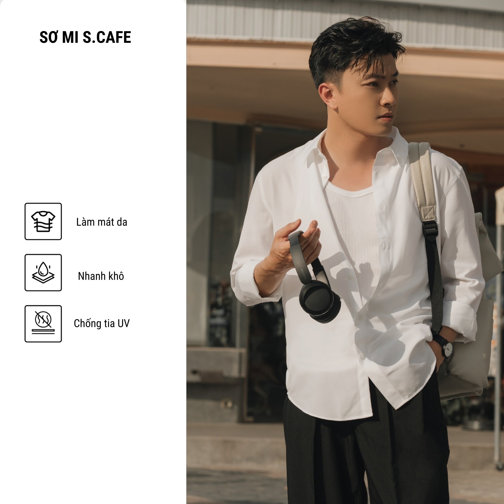 Áo Sơ Mi Nam Tay Dài Vải CAFE Cổ Vát Form Fitted - ROUTINE 10F25SHL015