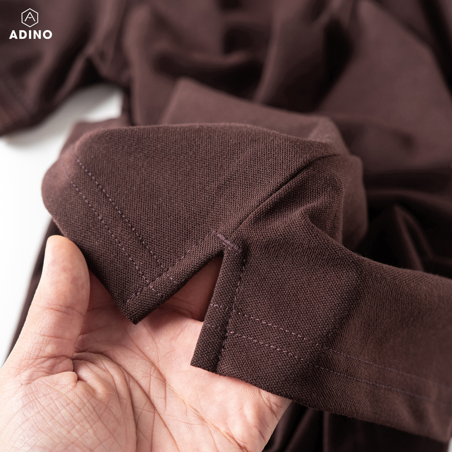 Áo polo nữ màu nâu phối viền chìm ADINO vải cotton polyester mềm dáng slimfit công sở hơi ôm trẻ trung APN03