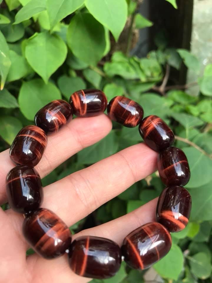 Vòng tay Nam Đá Thạch Anh Mắt Hổ Đỏ Nâu Lu Bóng Đẹp Size hạt 13mmx Dài 18mm Nam mệnh Hoả Thổ 100% đá thiên nhiên tốt sức khỏe hợp mệnh tốt cho công việc