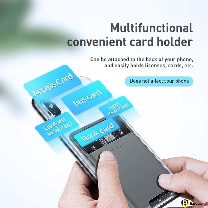 Baseus -BaseusMall VN Case đựng thẻ siêu mỏng dùng gắn lưng điện thoại Baseus Back Stick Silicone Card Bag (92 x 60mm) (Hàng chính hãng)