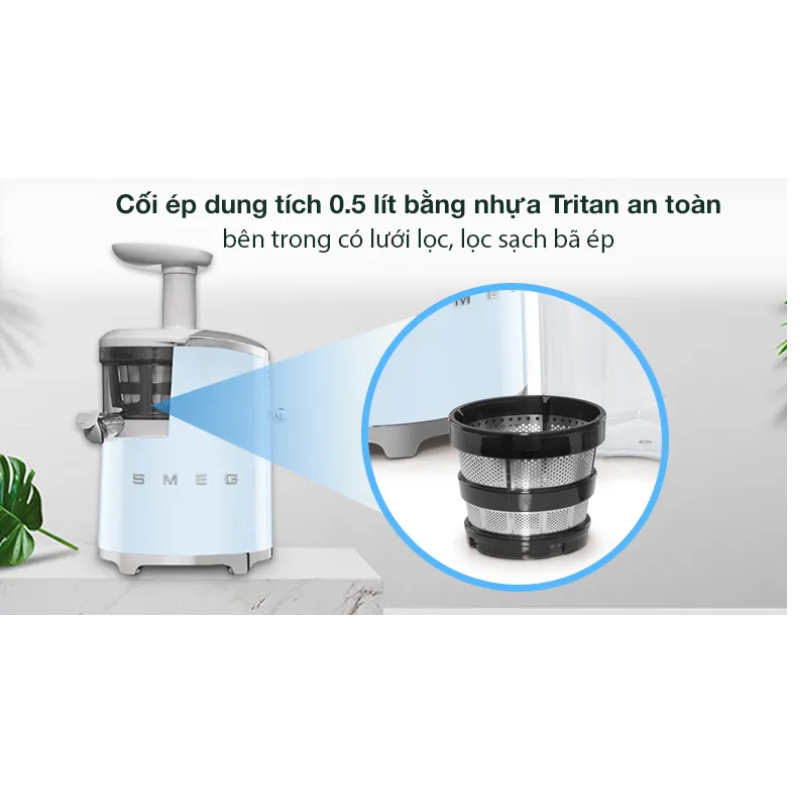 Máy ép chậm Smeg màu xanh SJF01PBEU (535.43.628) - Hàng chính hãng