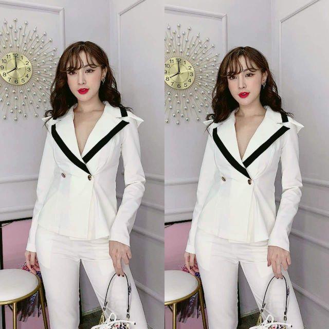 Sét áo vest cổ phối quần tây