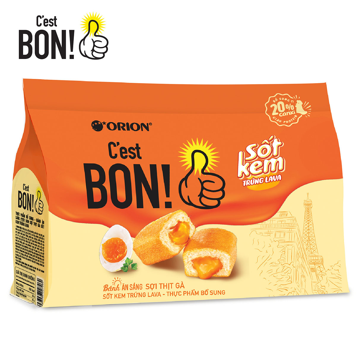 Bánh ăn sáng C'est Bon Sốt Kem Trứng Lava 8P