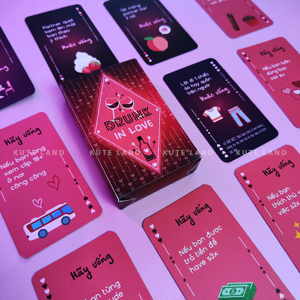 [Che Tên] Bộ bài Drinking Game Drunk In Love 55 Lá Bài Dành Cho Cặp Đôi Tình Yêu Hẹn Hò 18+ Câu Hỏi Gợi Cảm