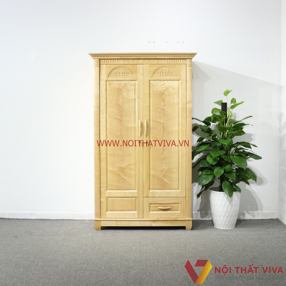 Tủ Áo 2 Cánh Gỗ Sồi Nga Tự Nhiên