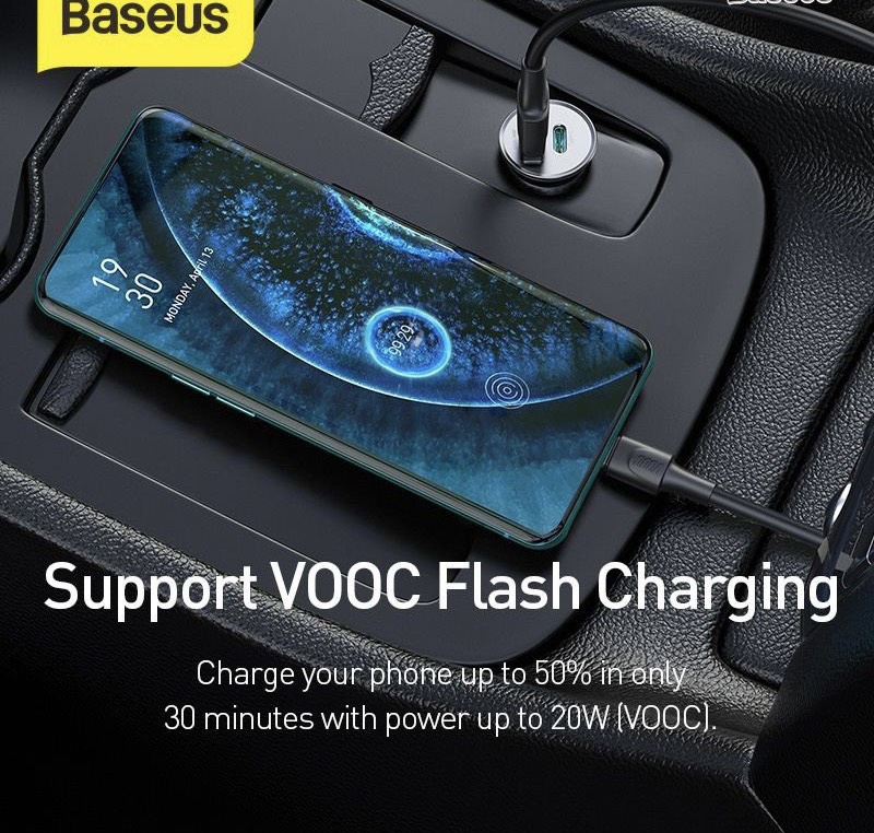 Tẩu Sạc Xe Hơi Hỗ Trợ Sạc Nhanh VOOC Baseus Circular Metal PPS Quick Charger Car Charger ( 30W , VOOC , Aluminum Alloy)  Hàng Chính Hãng