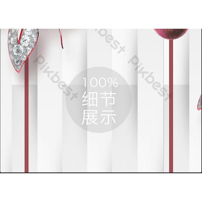 Tranh dán tường Hoa trang sức nổi bật phong cách Bắc Âu, tranh dán tường 3d hiện đại MS1174394