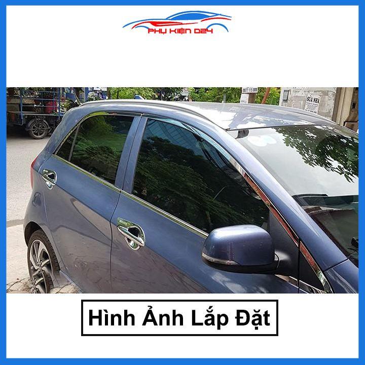 Bộ nẹp viền chân kính cong kính Kia Morning 2012-2021 Inox sáng bóng chuẩn form xe
