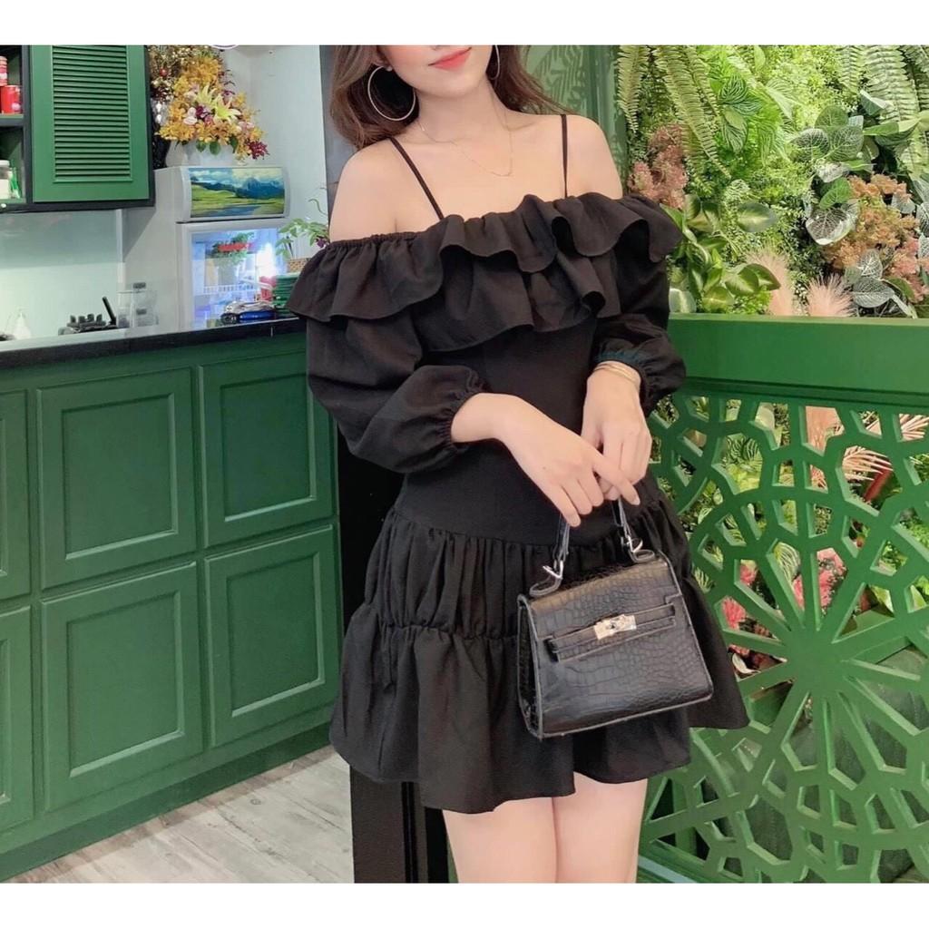 Đầm váy tay bèo trễ vai xinh xắn đa sắc màu cho quý cô dạo phố, dự tiệc