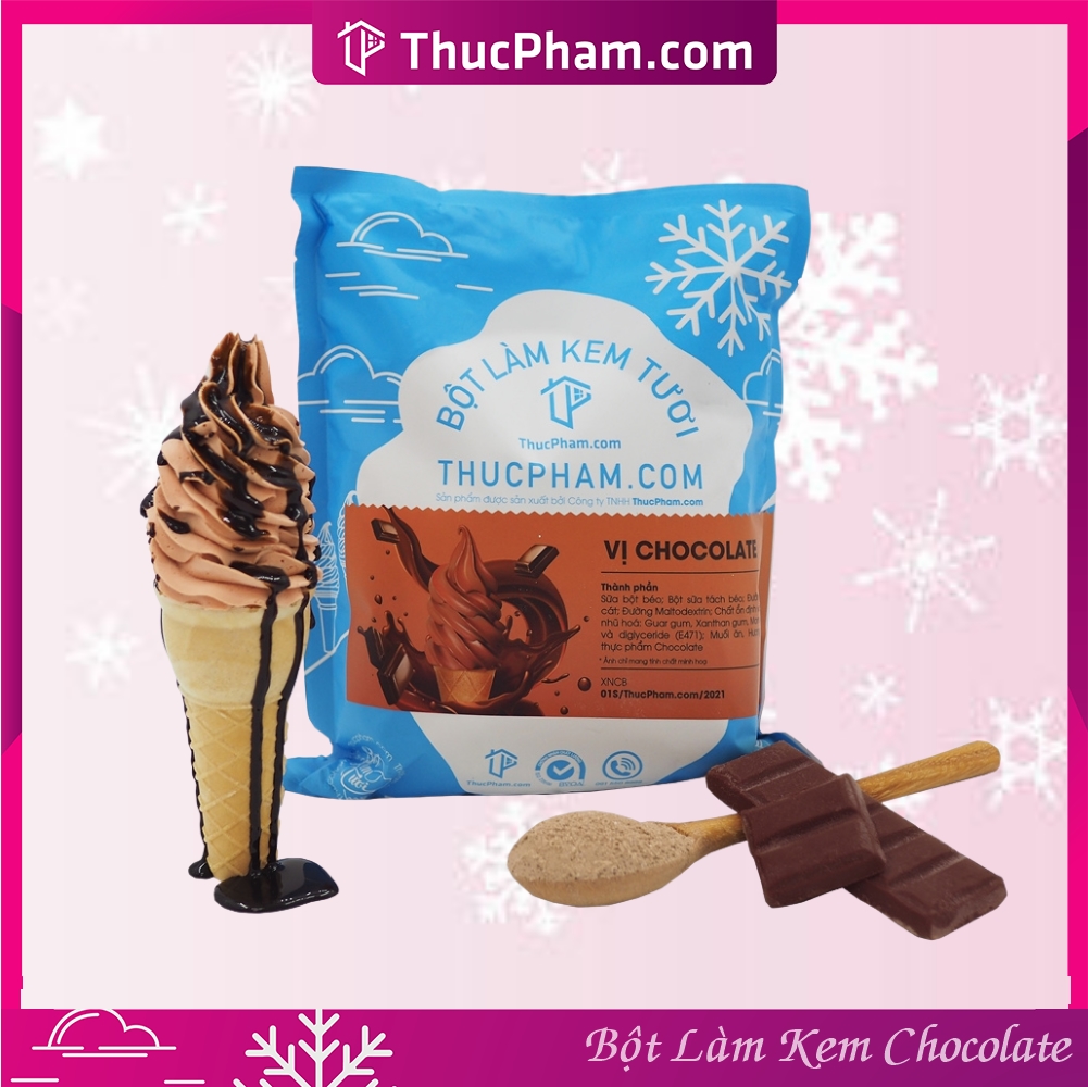 Combo 5 Gói Bột Làm Kem Tươi ThucPham.Com Vị Chocolate- Túi 1kg - Được Chứng Nhận HTQL An Toàn Thực Phẩm ISO 22000:2018