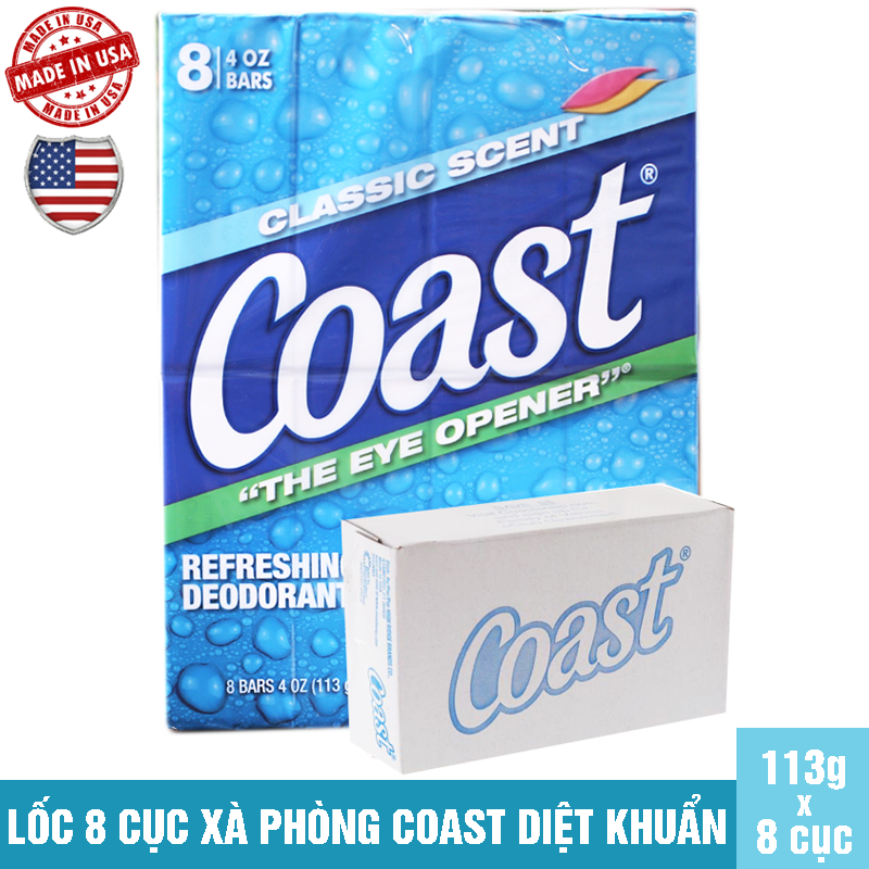 Lốc 8 bánh xà bông Coast 113g x 8 (Made in USA)