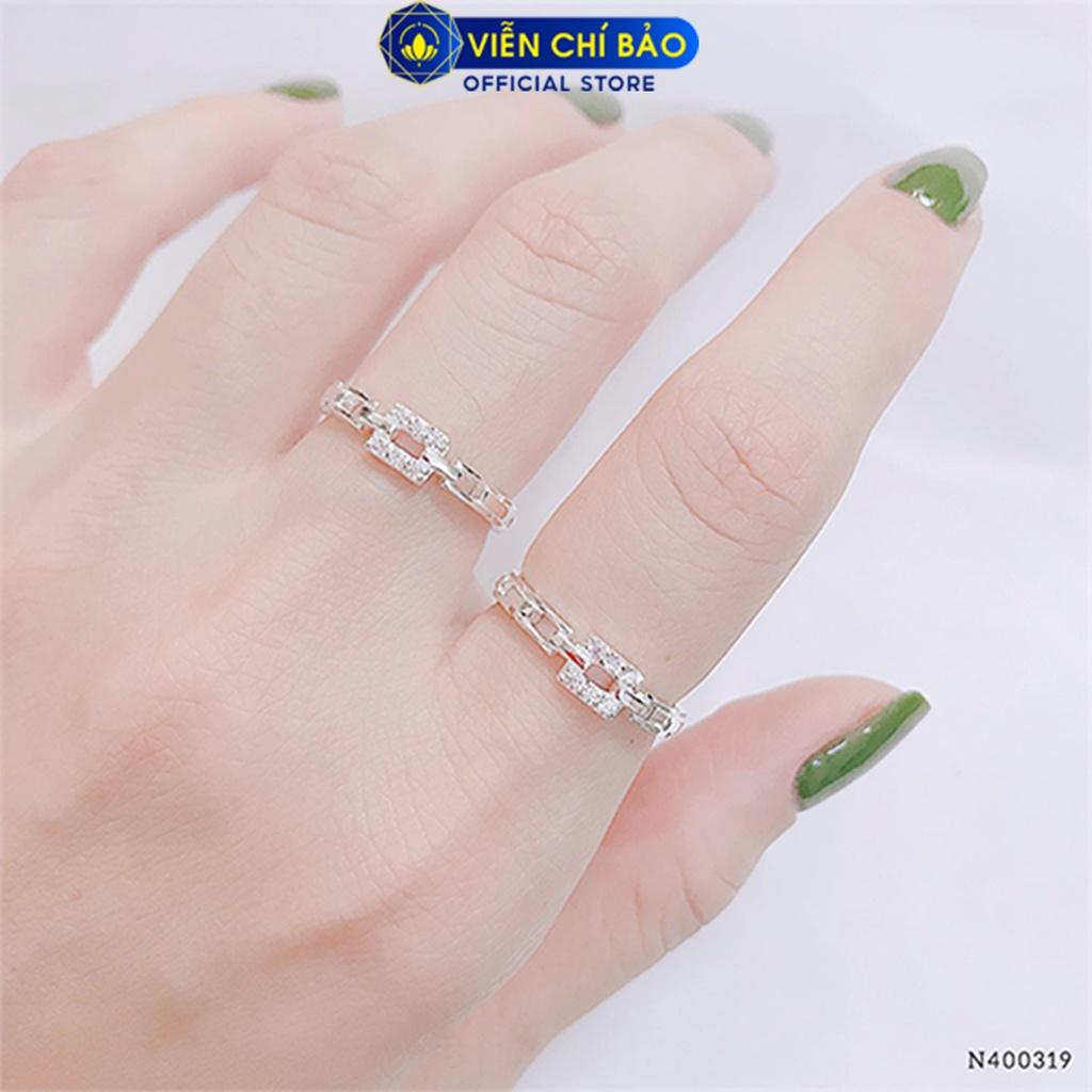 Nhẫn bạc nữ họa tiết xích đính đá chất liệu bạc S925 thời trang phụ kiện trang sức nữ Viễn Chí Bảo N400319