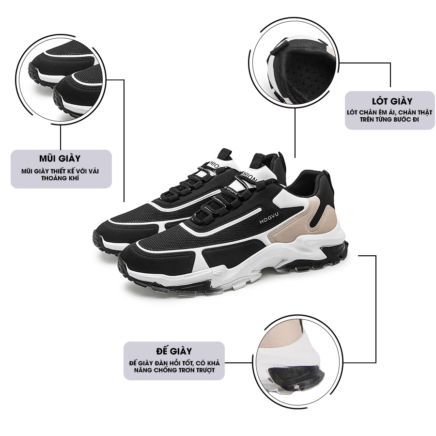Giày Thể Thao Nam GEMI - Giày Sneaker Màu Xanh - Đen, Giày Chạy Bộ Thể Thao Phiên Bản Hàn Quốc - G5466