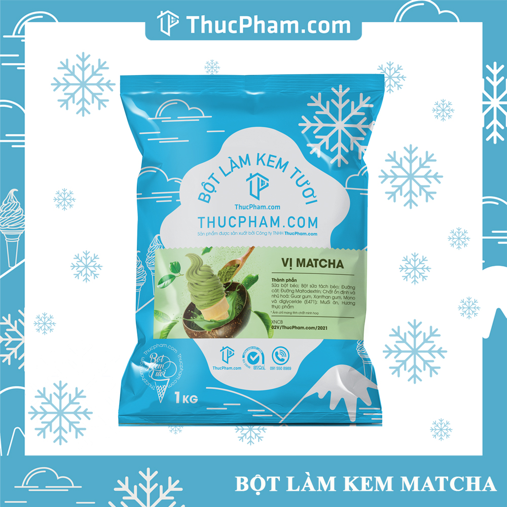 Bột Làm Kem Tươi THUCPHAM.COM Vị Matcha 1kg - Công Thức Độc Quyền Hương Vị Mới, Không Gắt, Không Hắc