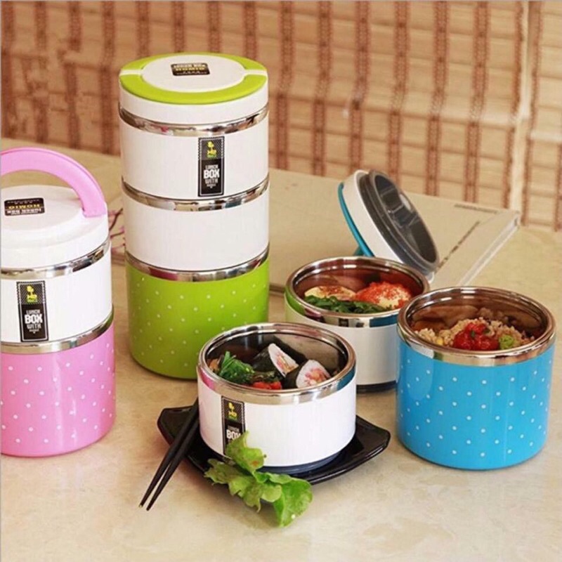 Cặp lồng chấm bi 3 tầng inox cao cấp