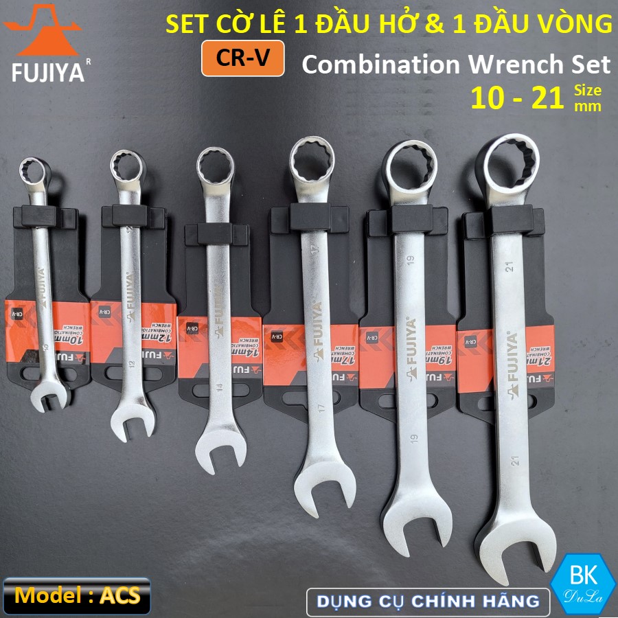 Cờ lê  kết hợp 1 đầu hở- 1 đầu vòng 12mm Fujiya Công nghệ Nhật Bản ACS-12 Thép CR-V