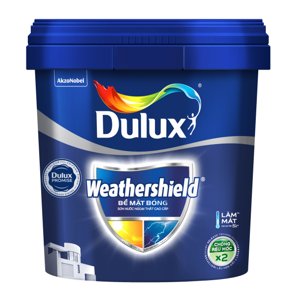 Sơn Ngoại Thất Dulux Weathershield BJ9 Bóng GIÚP Chống Thấm Vượt Trội Bảo Vệ Bề Mặt Tường, Chống Nấm Mốc (MÀU TRẮNG)