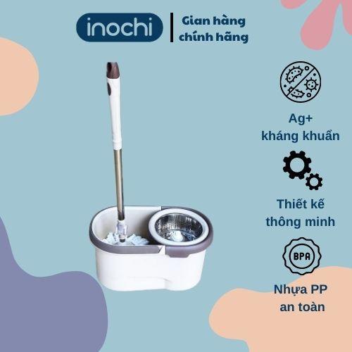 Bộ cây lau nhà thông minh xoay 360 độ lồng inox của Inochi Nhật Bản chính hãng cao cấp