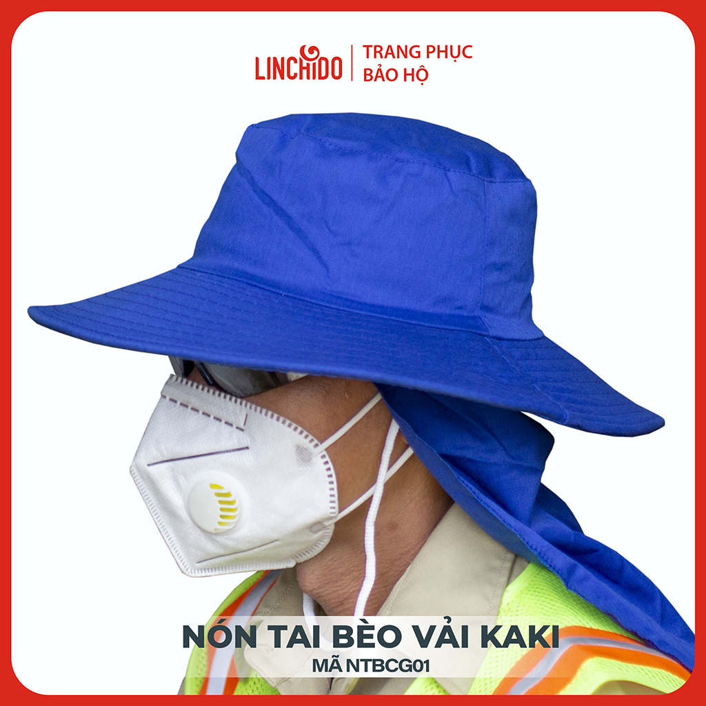 Nón tai bèo chất vải kaki thấm hút mồ hôi có vải che gáy phía sau che nắng tiện lợi mã NTBCG01