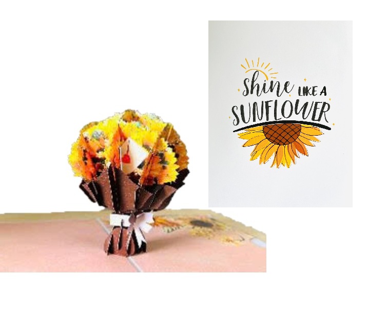 F60 -  Thiệp 3D Bó Hoa Hướng Dương – Shine Like a Sunflower – Pop Up Card Viethands Giftshop