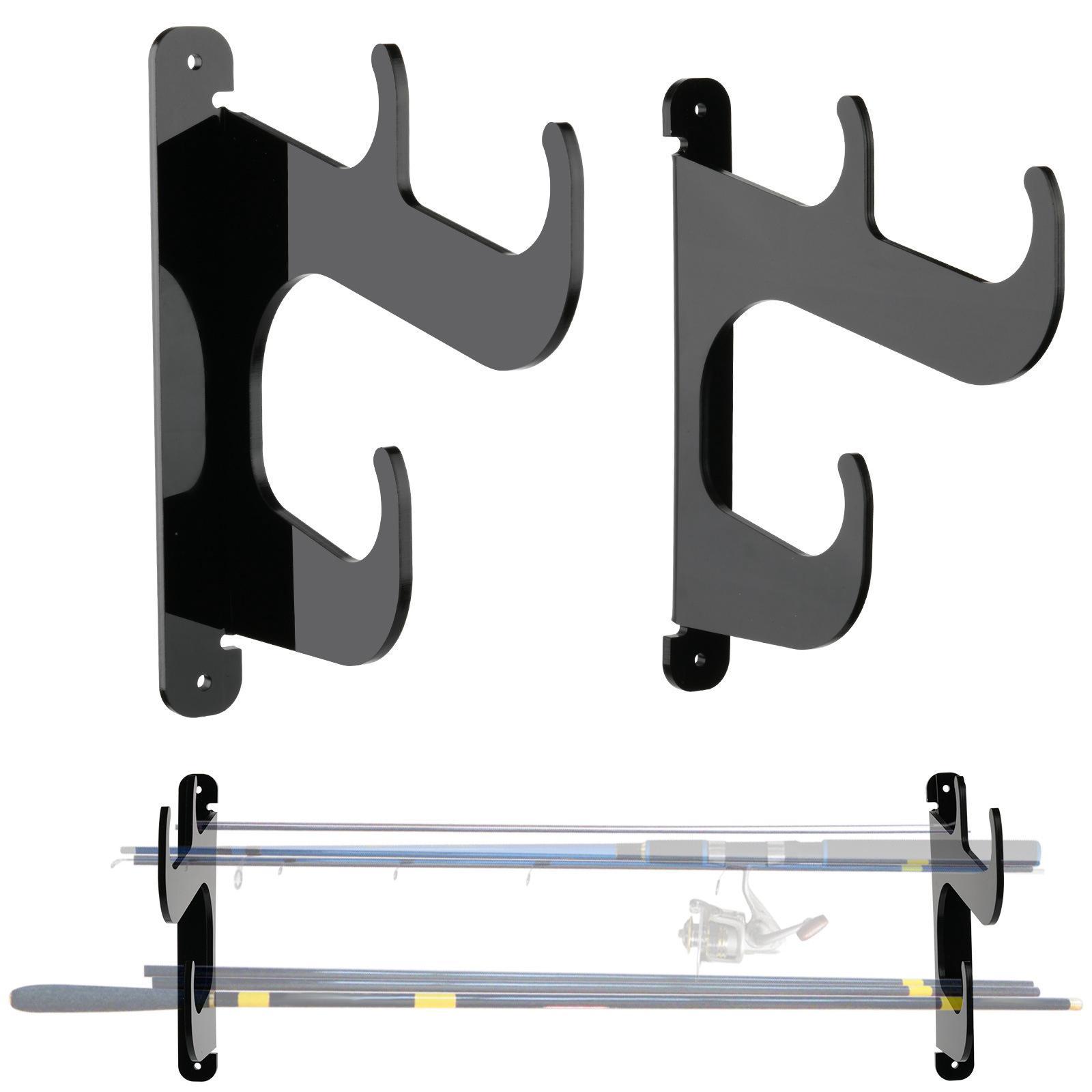Horizontal Fishing Rod Wall Mounted Storage Rack black