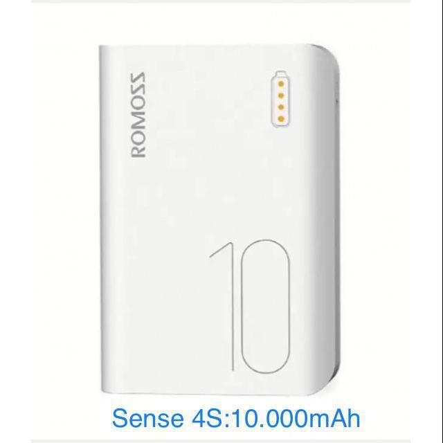 Sạc Dự Phòng Romoss Sense 4S  Mini Siêu Nhỏ 10000Mah 2 Cổng Sạc Vào-HÀNG CHÍNH HÃNG