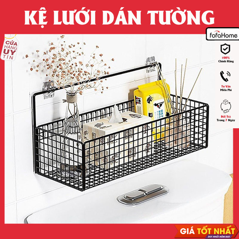 Kệ Lưới Đựng Đồ Nhà Tắm Dán Tường - Kệ Nhà Tắm- Kệ Để Bồn Cầu - Tiện Lợi Dùng Cho Mọi Vị Trí - Kèm 2 Miếng Dán Siêu Dính