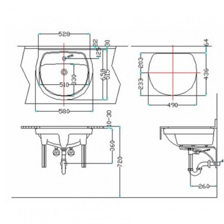 Chậu rửa Lavabo âm bàn Inax AL-2094VEC ( 3 Lỗ )