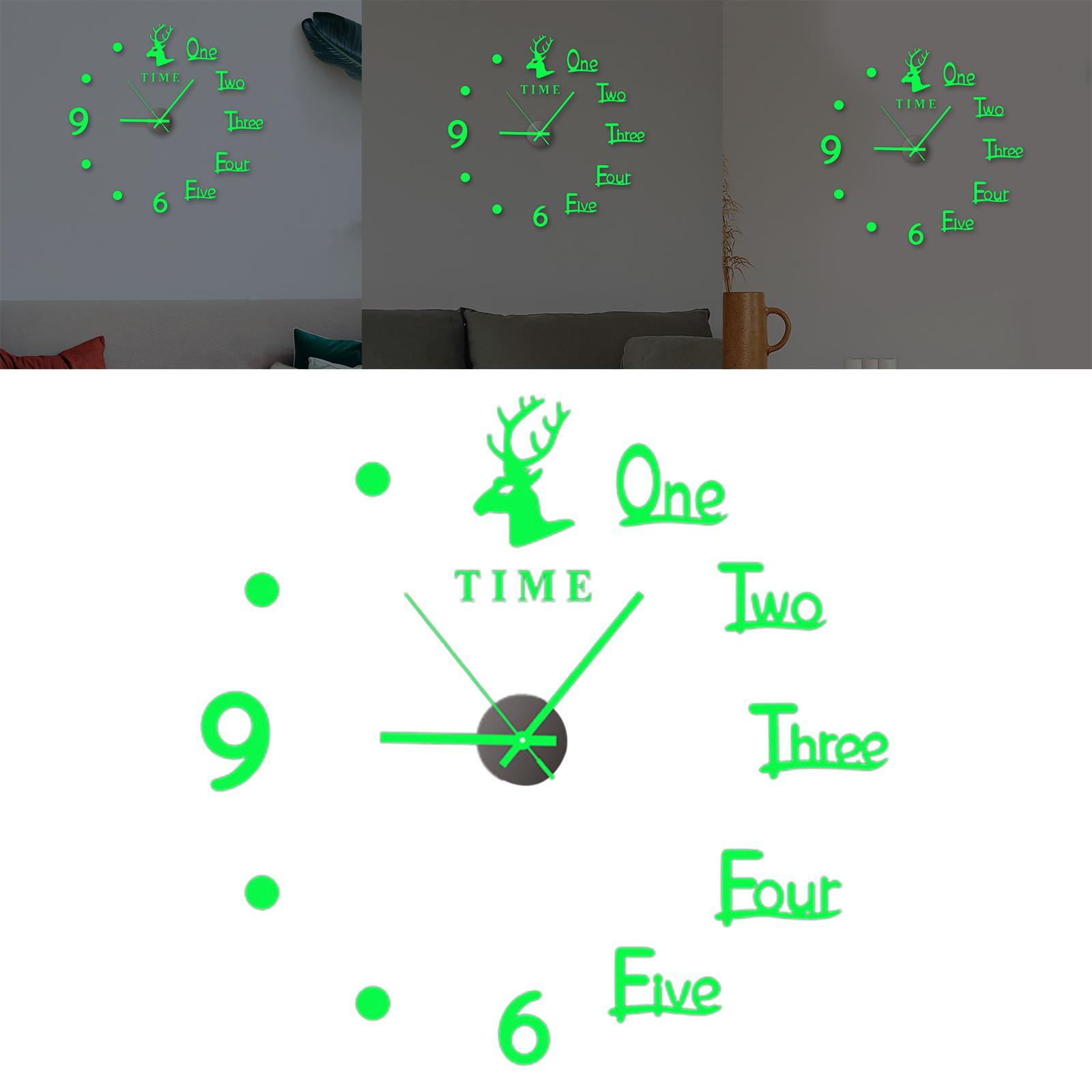 Luminous Wall Clock Sticker DIY Digital Clock Wall Stickers for Office Home