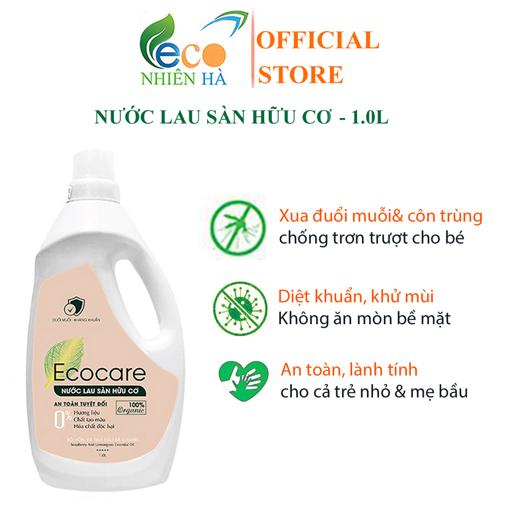 Nước lau sàn ECOCARE 1L tinh dầu thiên nhiên, nước lau nhà đuổi muỗi, chống trượt cho bé