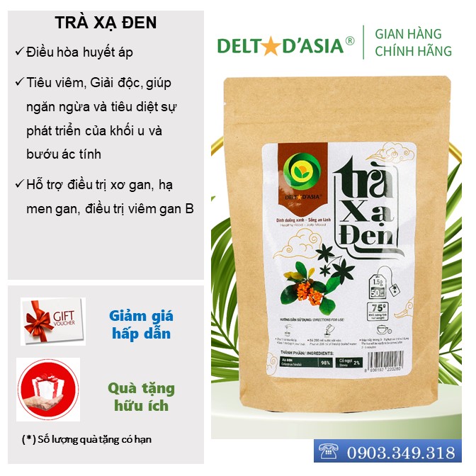 TRÀ XẠ ĐEN Túi Zip – Delta D'Asia Hỗ trợ điều trị xơ gan, hạ men gan, viêm gan B