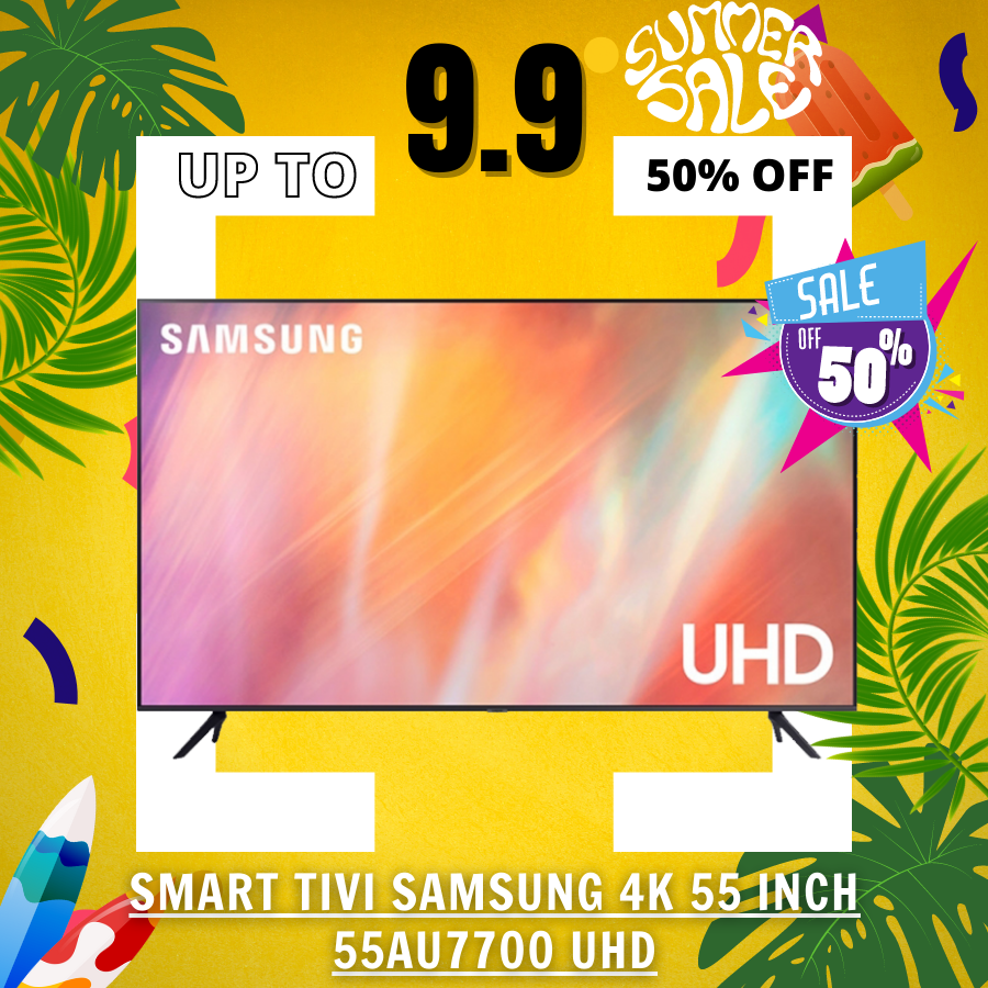 SMART TIVI SAMSUNG 4K 55 INCH 55AU7700 UHD hàng chính hãng