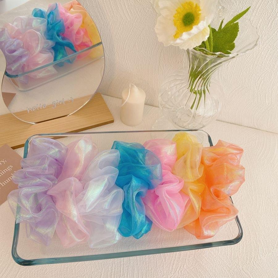 Sét 2 dây buộc tóc Scrunchies voan kim tuyến HD62 mầu ngẫu nhiên