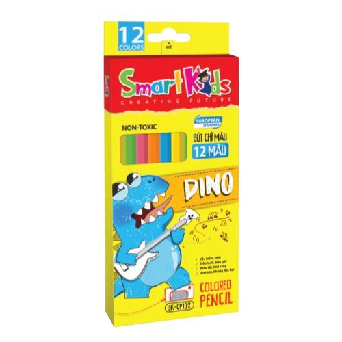 BÚT CHÌ MÀU DINO SK-CP102 SMARTKIDS ( 12 MÀU/HỘP). Dành cho bé 6 tuổi - 12 tuổi. Thân chì chắc chắn, dễ chuốt