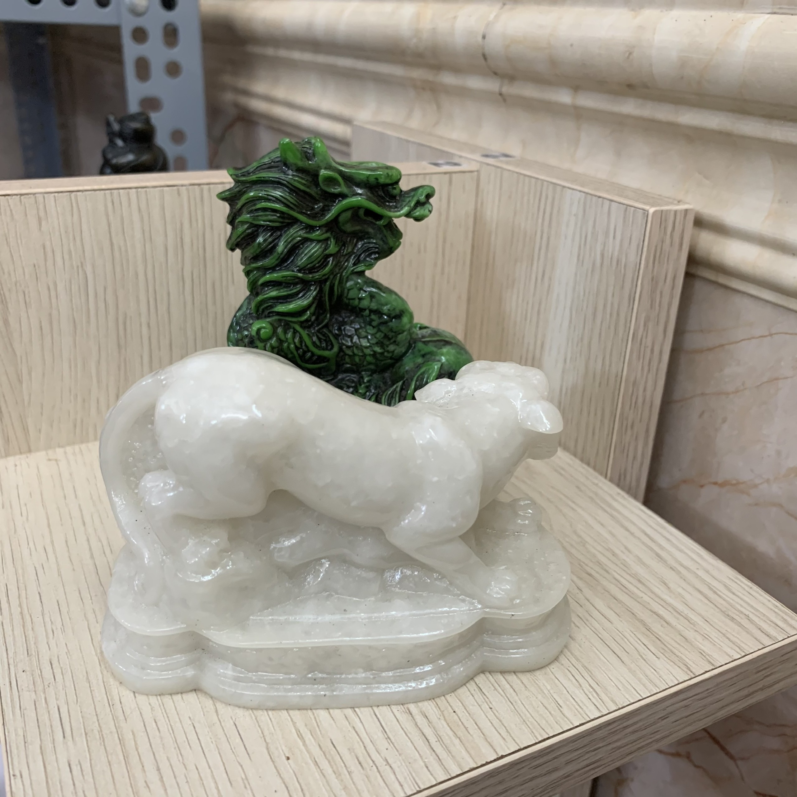 [Linh vật phong thủy] Combo 2 tượng đá trang trí phong thủy Thanh long - Bạch hổ | Size nhỏ để bàn làm việc