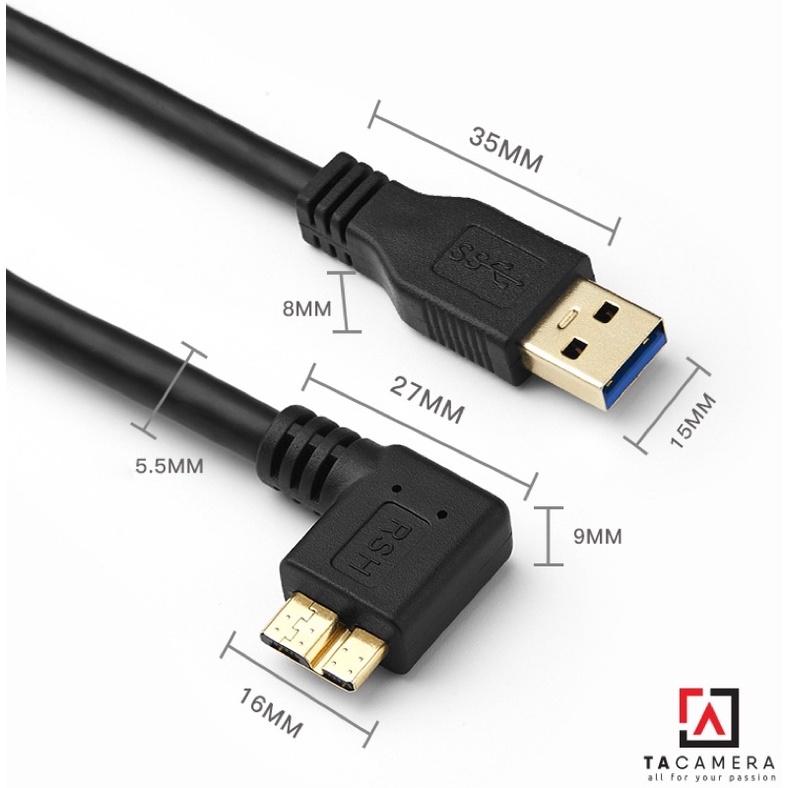 Dây Cáp USB 3.0 To Micro-B - Chụp Ảnh Flatlay Bằng Liveview - Dài 10m - Right Angle