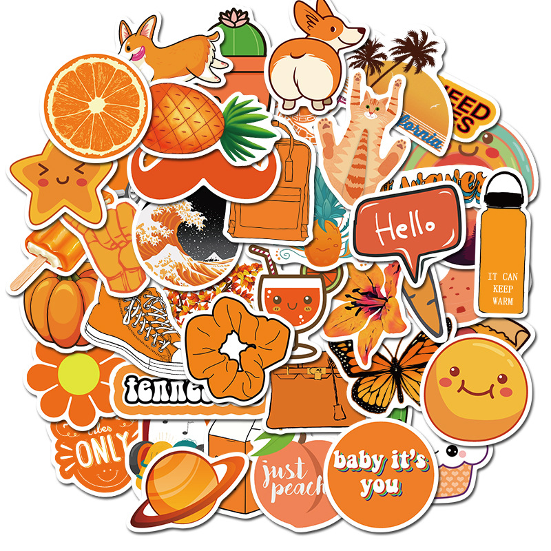 Sticker 50 miếng hình dán Orange Stub