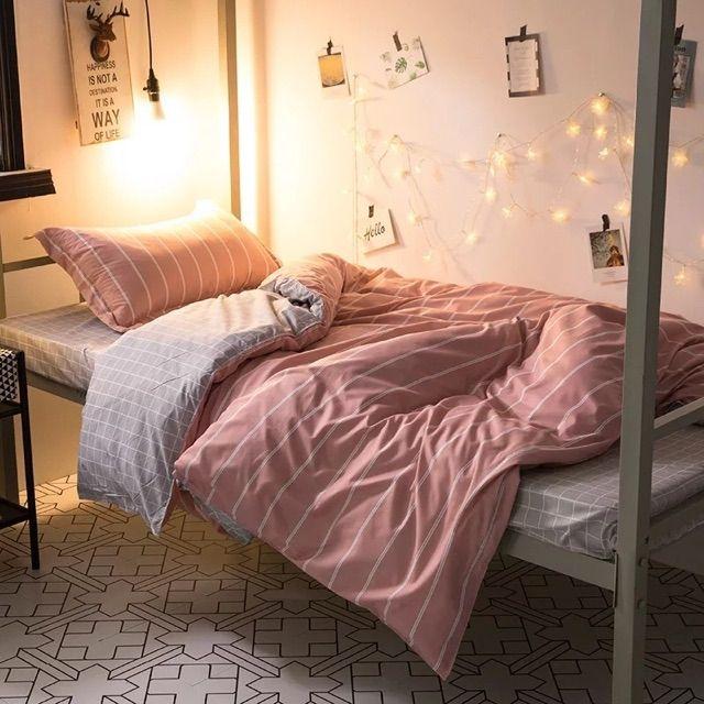 Bộ Cotton Poly Hồng Vỏ Đỗ