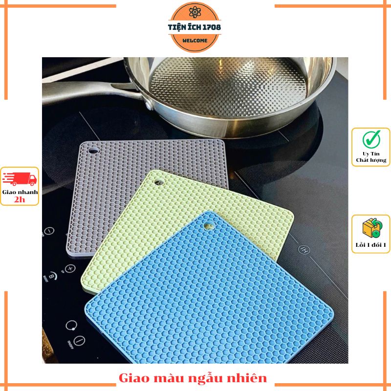 MIếng Lót Nồi Silicon Cách Nhiệt Chống Trơn Trượt, Trầy Xước Bếp - Giao màu ngẫu nhiên
