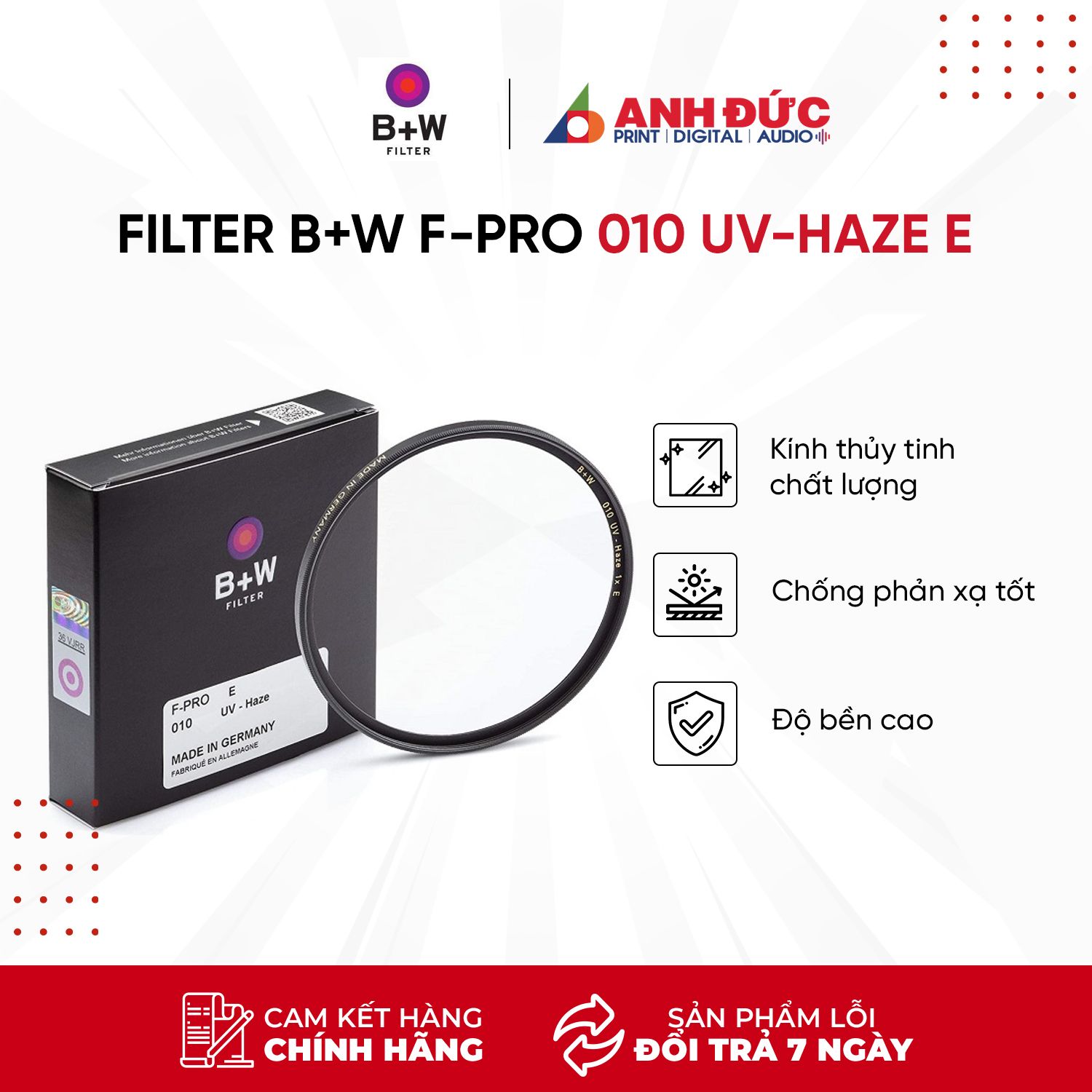 Kính lọc B+W 010 UV-Haze FilterMRC Nano - Hàng Chính Hãng.