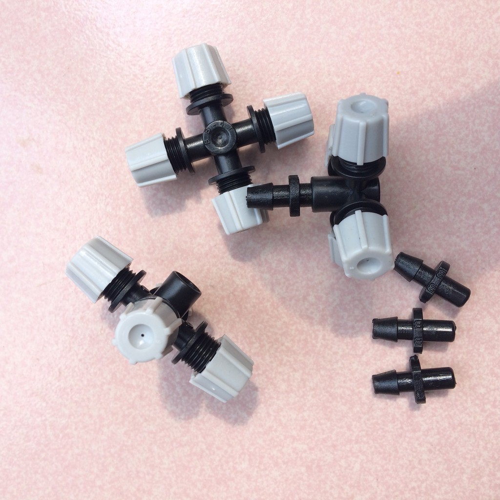 Combo 2 Cái Béc Phun Sương 4 Tia Cao Cấp Nối Lỗ 6 Ly