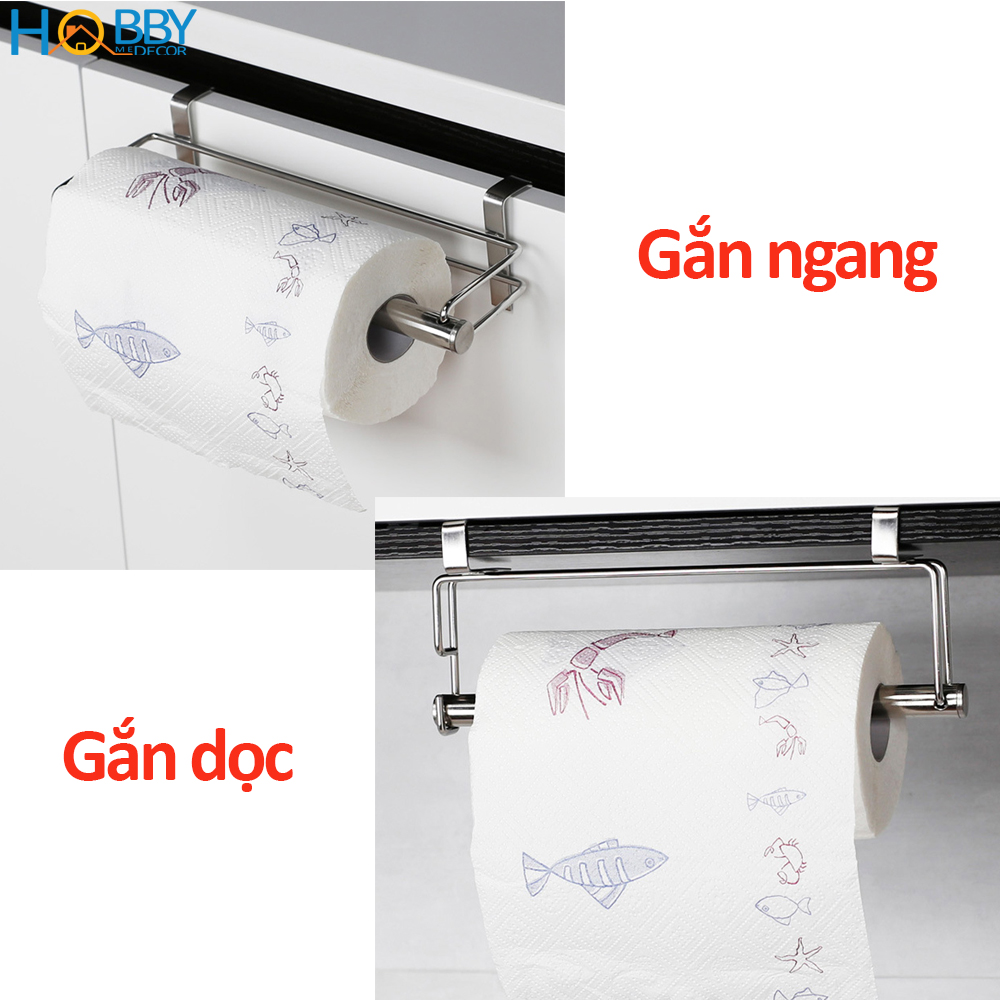 Móc treo cuộn giấy dài lau bếp gắn thành tủ bếp HOBBY Home Decor MGC Inox 304 cao cấp tháo lắp dễ dàng