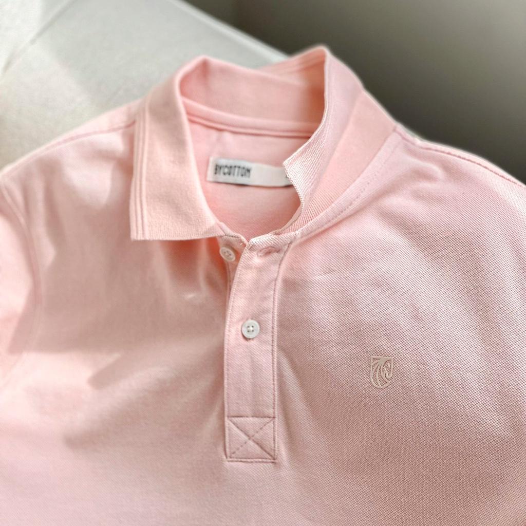 Áo Thun Polo Nam Cổ Bẻ Hồng BY COTTON Light Pink Basic Polo