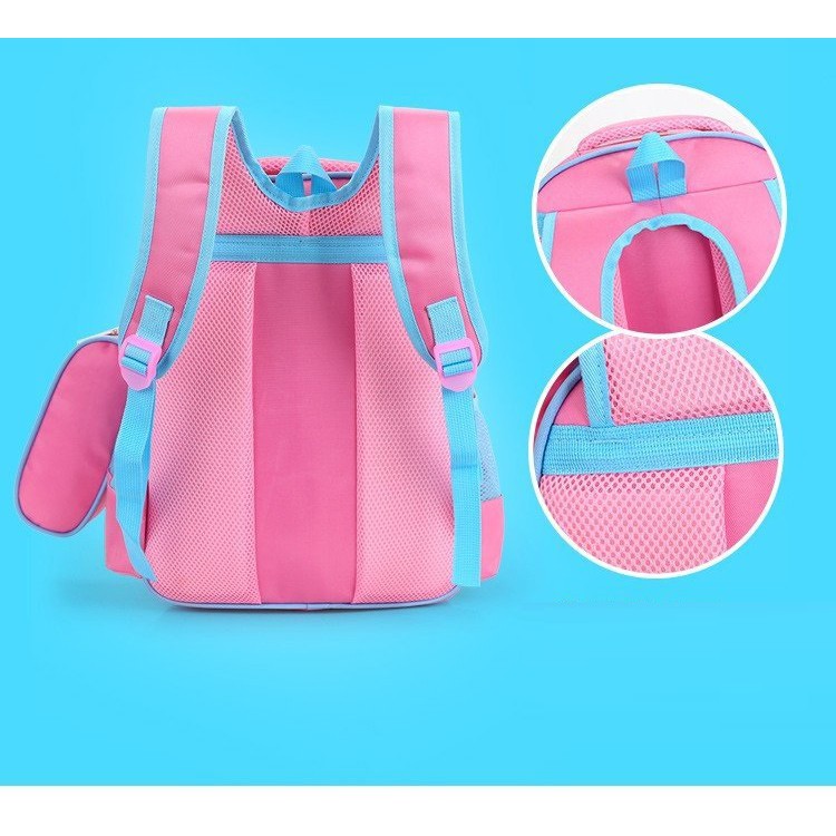 Balo đi học cấp 1 cho bé gái hình Hellokitty tặng kèm hộp bút và búp bê đáng yêu
