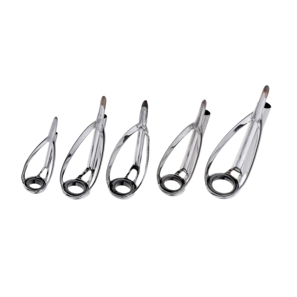 5pcs Fishing Rod Tip Tops Repair Kit SIC Ring Spinning Rod Guides Tips Kit