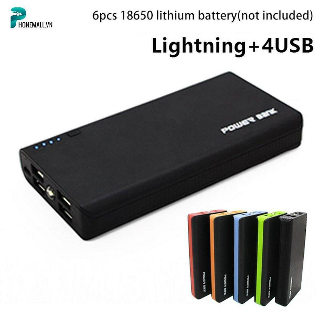 Bộ dụng cụ làm sạc dự phòng 4 cổng cắm USB dùng 6 pin 18650 có đèn LED tiện dụng